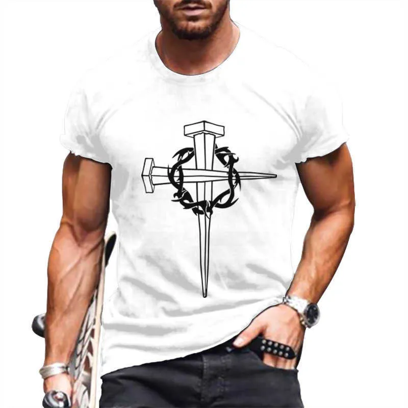 Mens T-shirts 2022 Vår och sommar Ny T-tröja Mode 3D Tryckt Tees Men Casual Short Sleeve Top