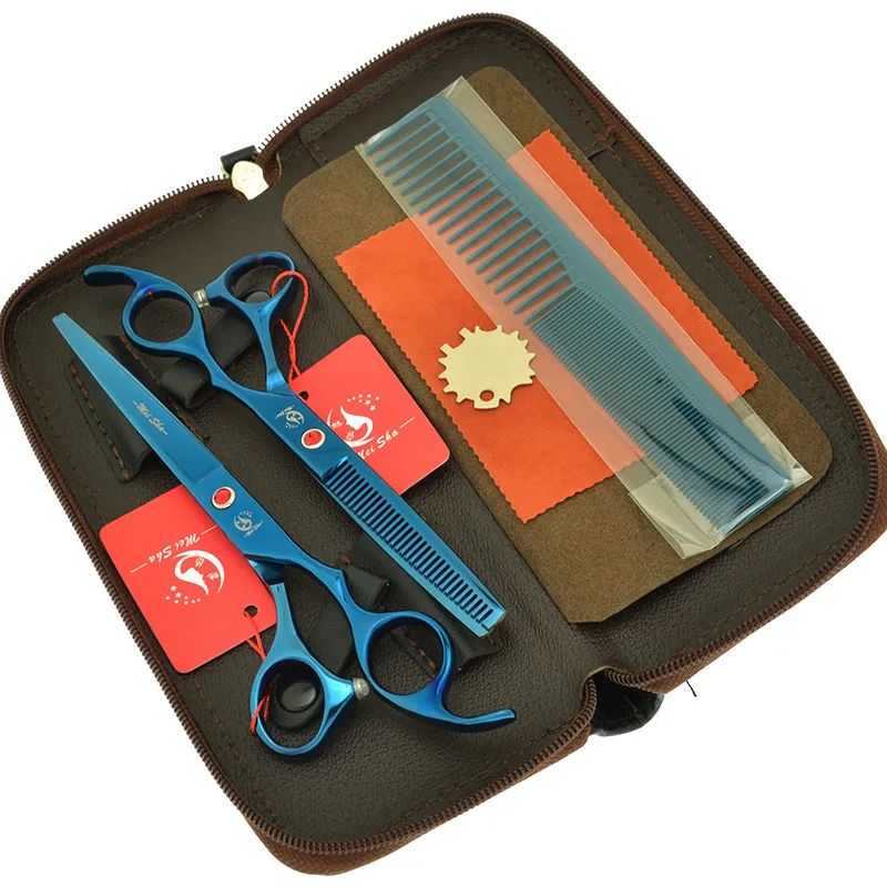 7,0 Zoll große professionelle Friseurschere 6,5 Effilierschere Salon Barbers JP440C Blaues Haar Tesouras A0132A 220317