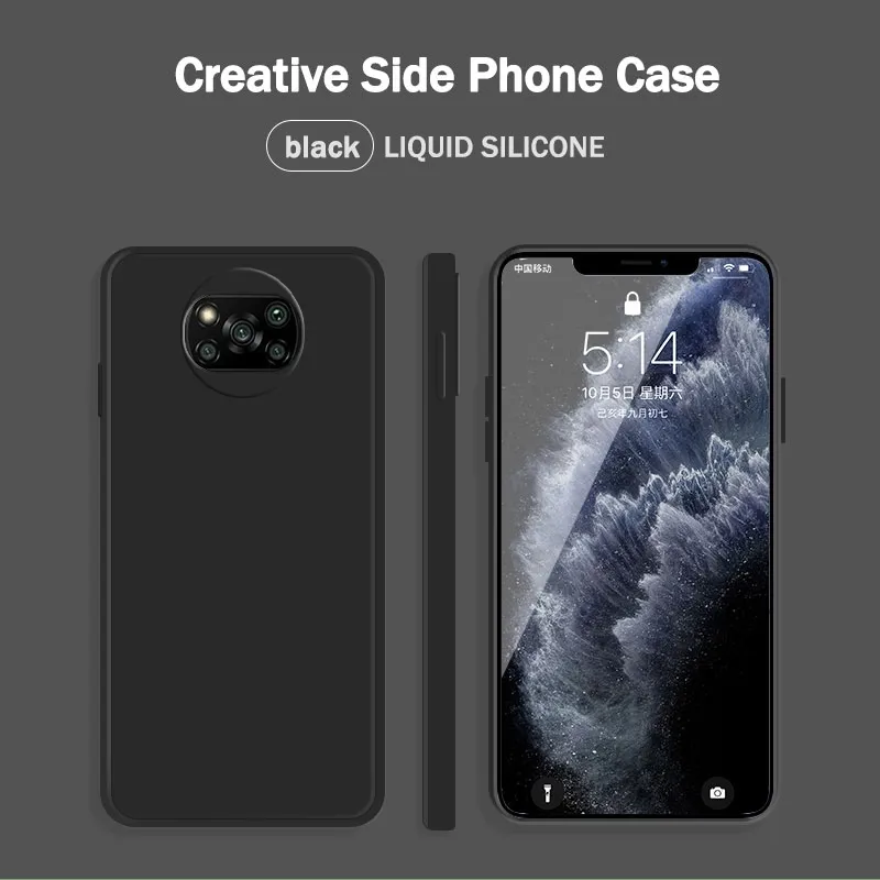 Luxury Straight Edge Square Design Liquid Silicone Phone Cases For Xiaomi Poco X3 Nfc X3 Pro Ultra-thin Soft Tpu Back Cover Coke