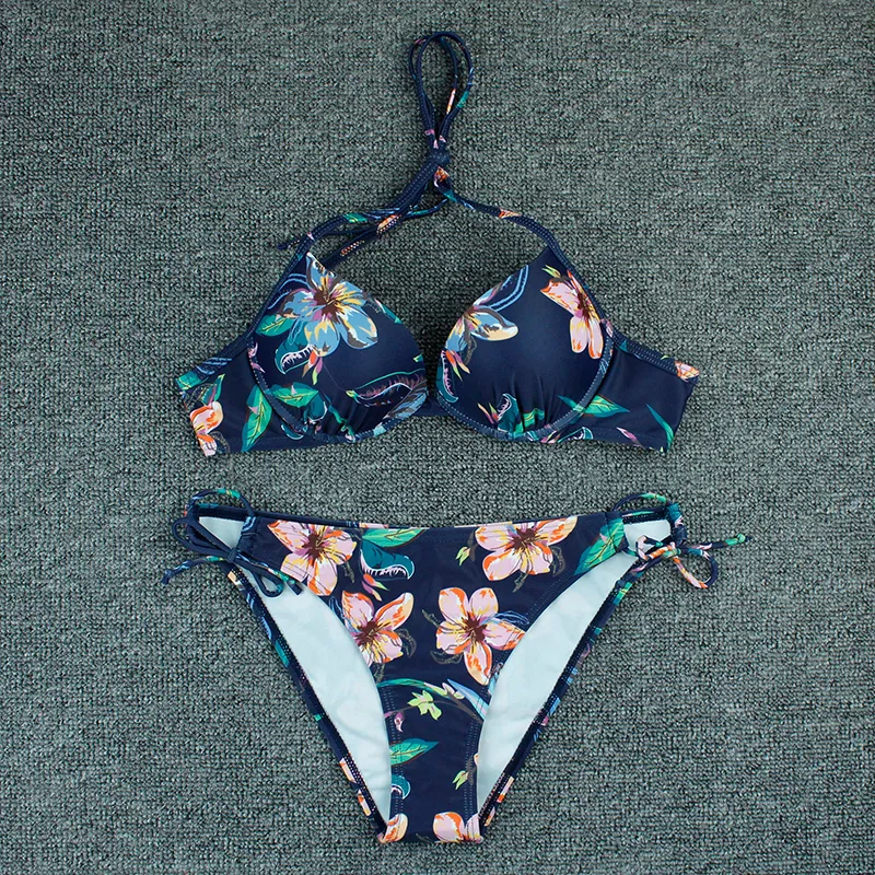 Push Up Sexy Bikini Floral Print Swimsuit Swimwear Women Bathing Suit Bikinis Set Brazilian Beach Female Wear Biqiuni XL 220408