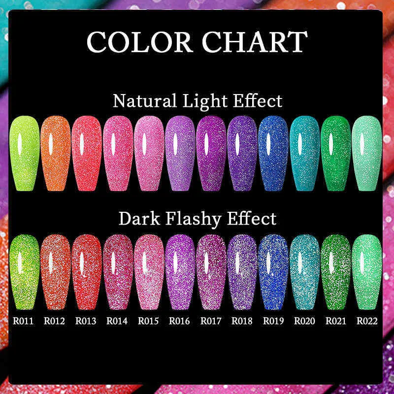 NXY Nail Gel Neon Reflective Glitter Polish Fluorescence Orange Blue Green Semi Permanent Soak Off Uv Led Art 0328