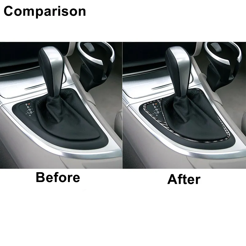 Carbon Fiber Stickers Automatic Gear Shift Panel Box Car Styling Accessories Black For BMW 1 Series E81 E82 E87 E88 2008-2013