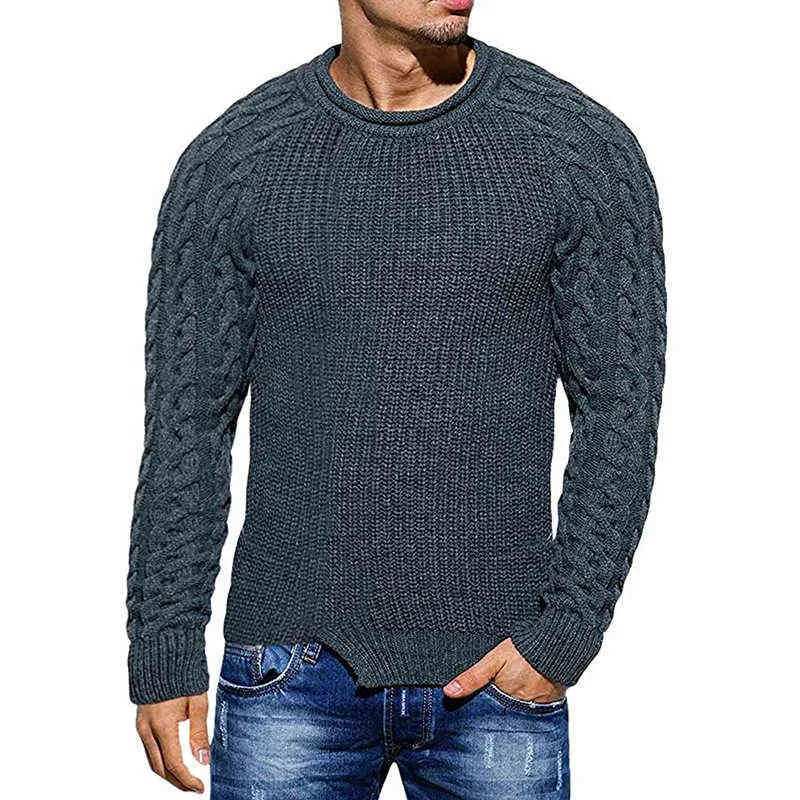 Maglione uomo autunno tinta unita slim fit maglioni manica lunga top M-3XL2021 nuovi uomini o-collo twist maglione L220801