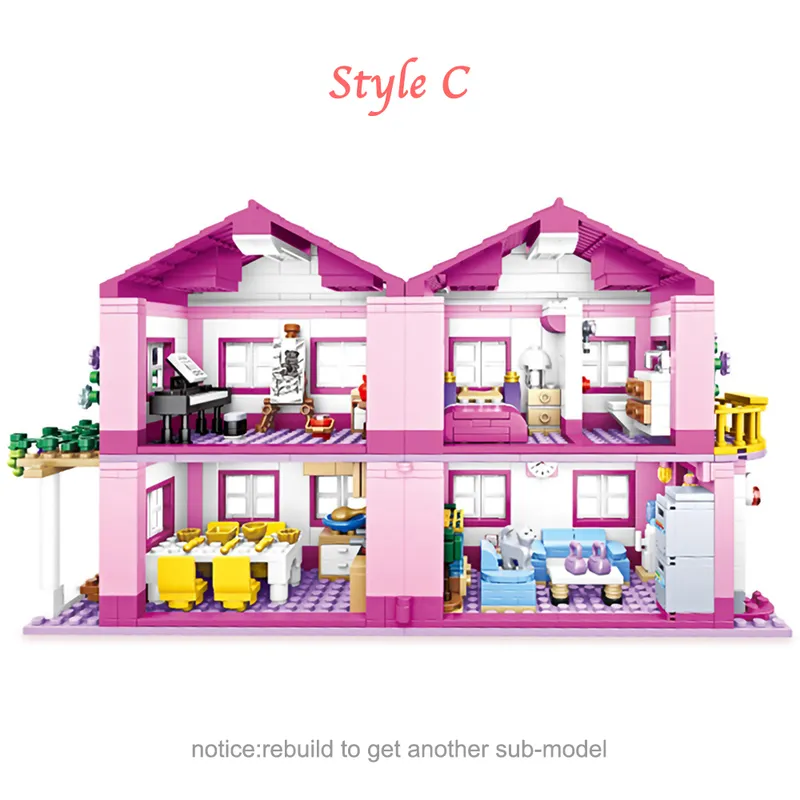 Friends City House Summer Holiday Villa Castle Building Blocks Imposta Figure Piscina Giocattoli fai da te bambini Ragazze Regalo di compleanno 220527