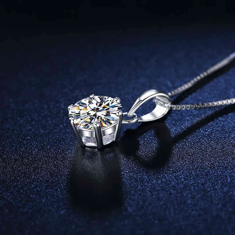 BOEYCJR 925 Silver 05ct / 1CT / 2CT F Color Moissanite VVS Engagemang Elegant bröllop Hänge Halsband för kvinnlig årsdag