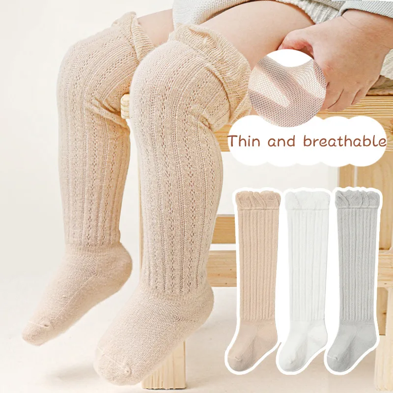 3 Paare/satz Sommer Mesh Baby Jungen Socken Einfarbig Neugeborenen Dünne Socken Infant Kleinkind Kniehohe Lange Socken