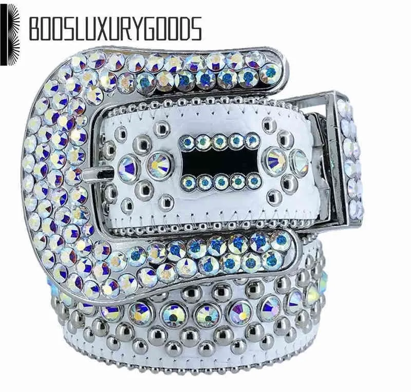 Pasek 2022 Designer BB Simon Paski dla mężczyzn kobiety błyszczący diamentowy pasek biały cintura uomo boosluxurygoods 000270u