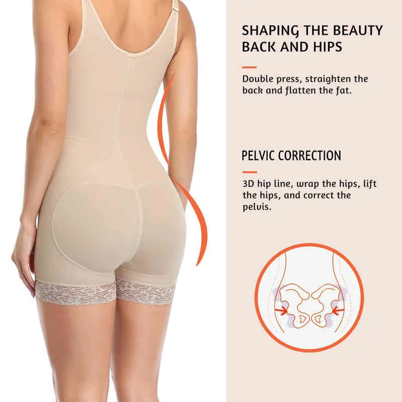 Shapewear talii i brzucha dla kobiet Kontrola brzucha Fajas Colombianas Body Shaper Zipper Train Bodysuit Trainer Slim Corset 0719