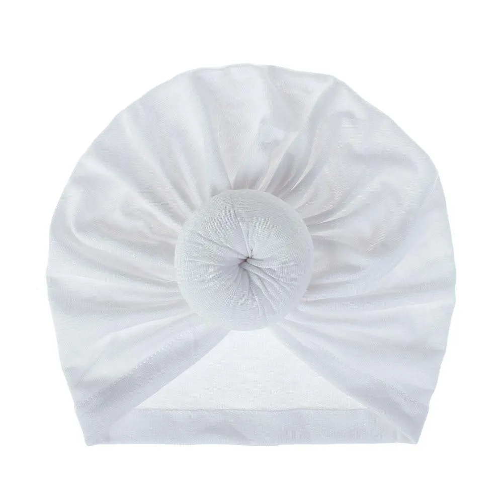 Bébé Turban bonnet couleur unie haut en coton noeud intérieur Hijab africain torsion bandeau filles garçons bandeau inde chapeau Hijabs casquette