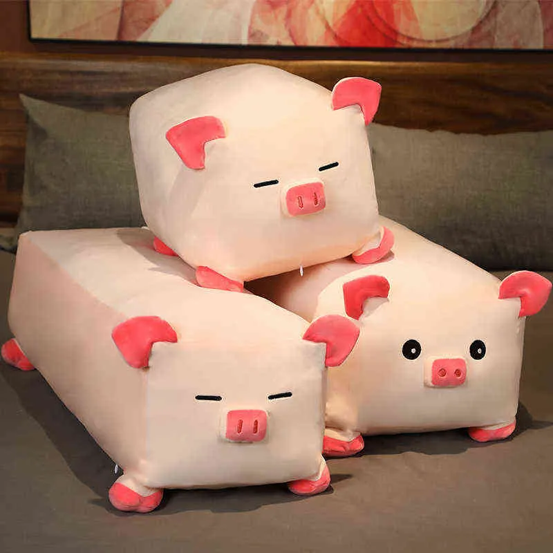 Cm Cuboid Cartoon Cochon En Peluche Oreiller En Peluche Lie Piggy Jouet Animal Enfants Bébé Poupée D'anniversaire Cadeau Chambre Décor J220704