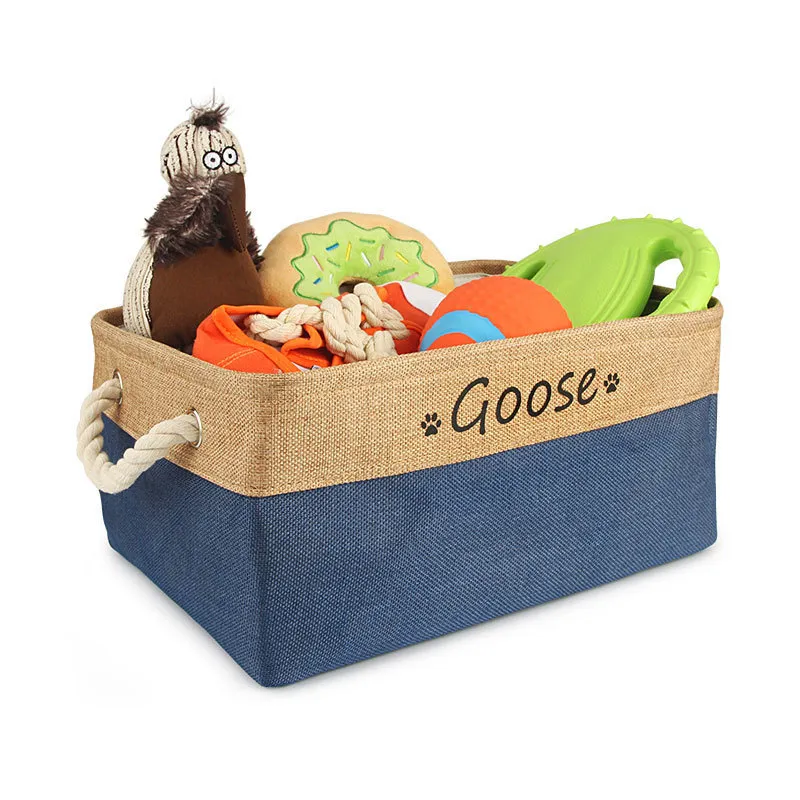 Anpassat namn Dog Toy Basket Cat Pet Foldbar Box Print Personliga ID -förvaringskorgar för klädtillbehör 220510