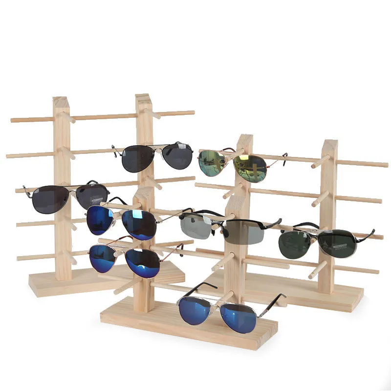 Multi camadas de óculos de sol de madeira com óculos de sol Stands Stands Glasses prateleiras exibir exibição de suporte de joias de suporte de suporte da rack 220510