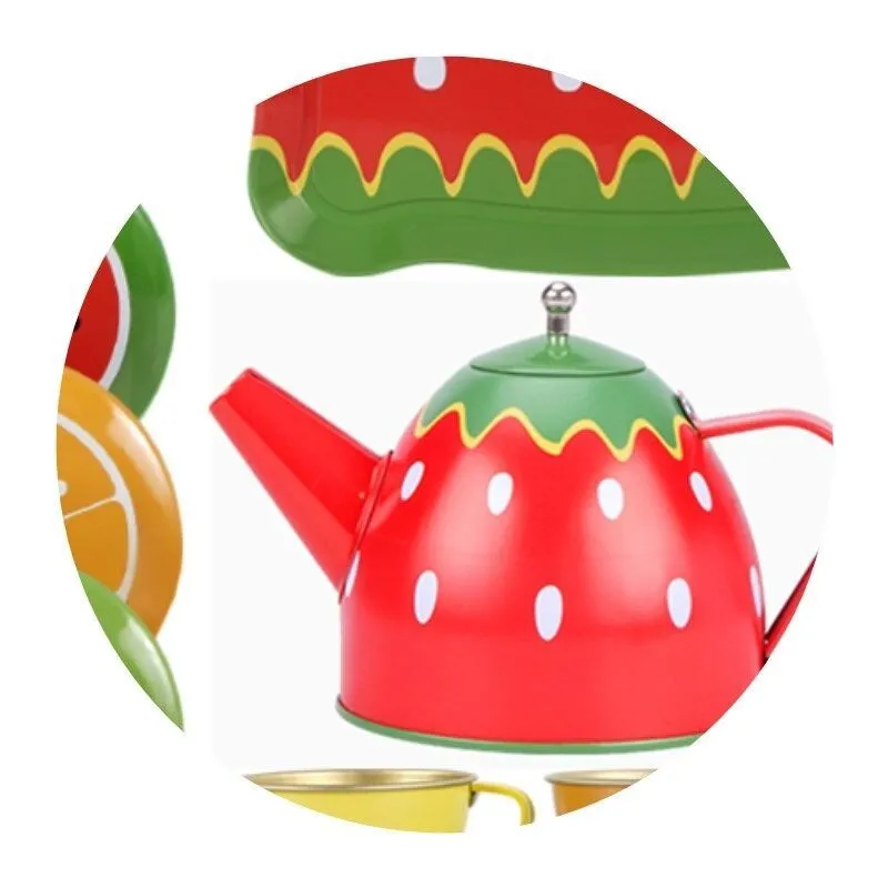 Conjunto de chá de simulação infantil, menina de cozinha de cozinha tuapot house house tinplate tea de chá de juros de desenvolvimento