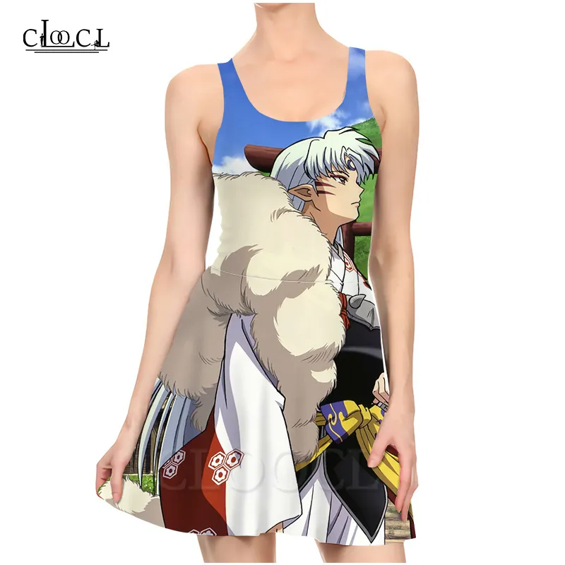 Anime Inuyasha dames tendance fête filles impression 3D sans manches Sexy robe de mode été mince plage 220617