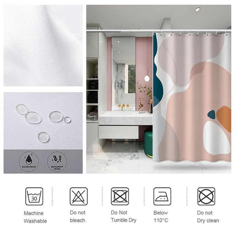 Nordic wind Abstract Art shower curtain waterproof polyester fabric bath curtain Morandi color block curtains for bathroom decor 220517