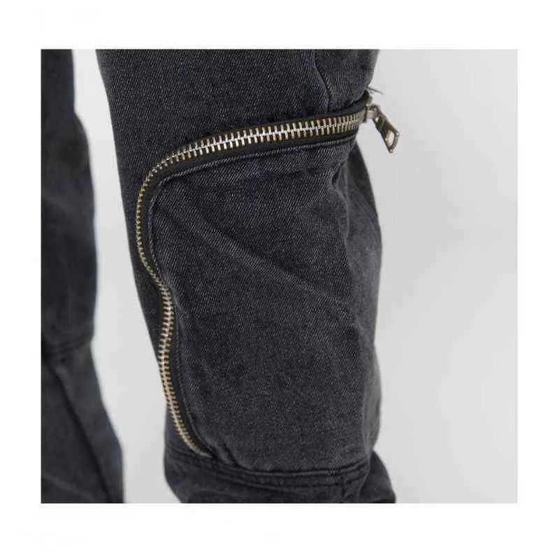 2021 Design fresco con cerniera alla caviglia Retro lavato da uomo Jeans a matita Pantaloni Hip Hop Streetwear Pantaloni in denim di cotone nero Pantni Uomo T220803