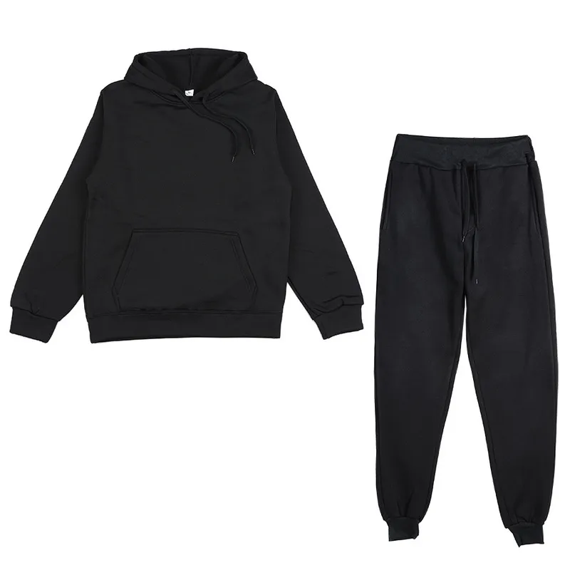 Heren en dames lente fleece sportkleding heren casual hoodies paar pak jogging mode mode pullover zwart 220719