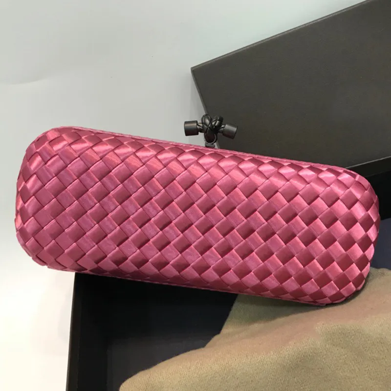 Vintage Satin Weave Leather Evening Bag Multifunctional Clutch Women's New Jewelry Box Cosmetic Bag Fashion Versatile Design 313d