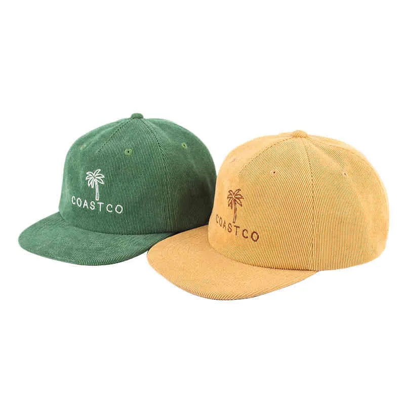 Пользовательская вышивка Mens 5 панель Snapback Corduruoy Caps Hats05806411