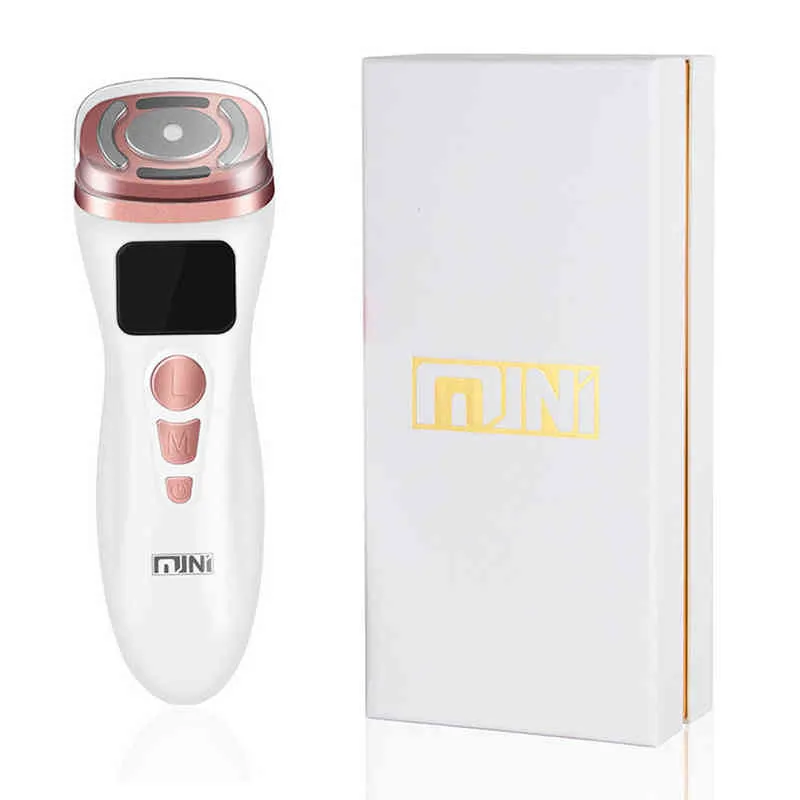 Mini HIFU Machine Ultraljud RF EMS Facial Beauty Device AntiWrinkle Massager Necklyftning Tätt för föryngring Skinvård 22051179458