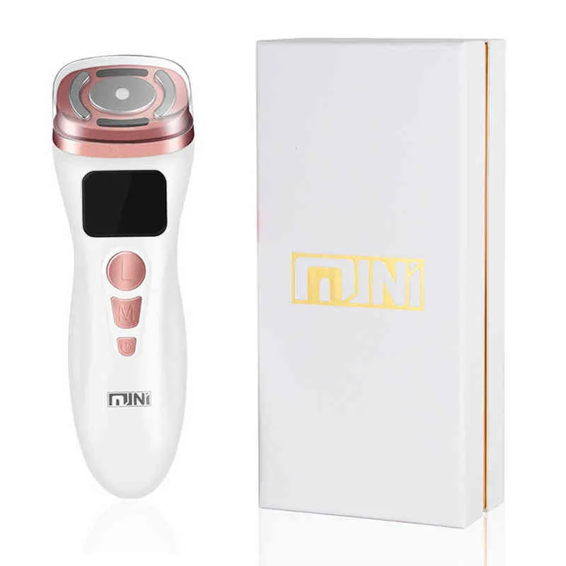 Mini máquina hifu ultrassom rf ems dispositivo de beleza facial antirrugas massageador levantamento de pescoço aperto rejuvenescimento cuidados com a pele 22055088627
