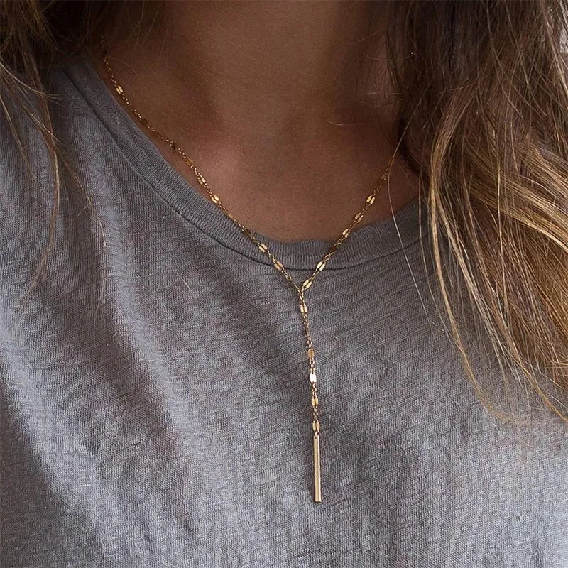 Kedjor 2022 Luxury Pendant Choker Halsband för kvinnor Minimalistisk bambuskedja rostfritt stål smycken