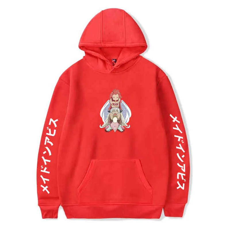 Hoodies hoodies 2021 nanachi gemaakt in afgrond regen anime hoodies sweatshirts mannen vrouw mode solide fleece hiphop hoody casual kleding