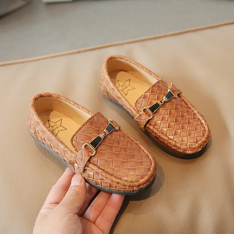 Neue Kinder Beanie Schuhe Flacher Mund Low Cut Weiche Sohle Freizeitschuhe Britischen Stil Kleine Lederschuhe 26-35