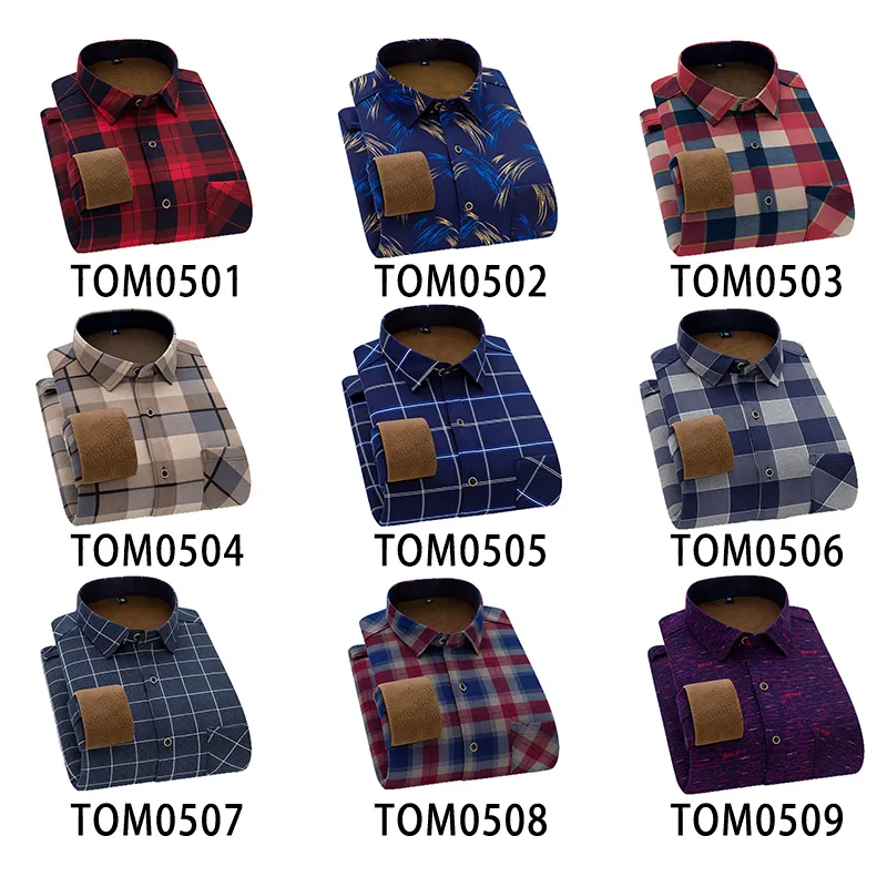 Aoliwenブランドの男性の冬の暖かい長袖のシャツFlannel Plaidの肥厚と快適な大きさ220323