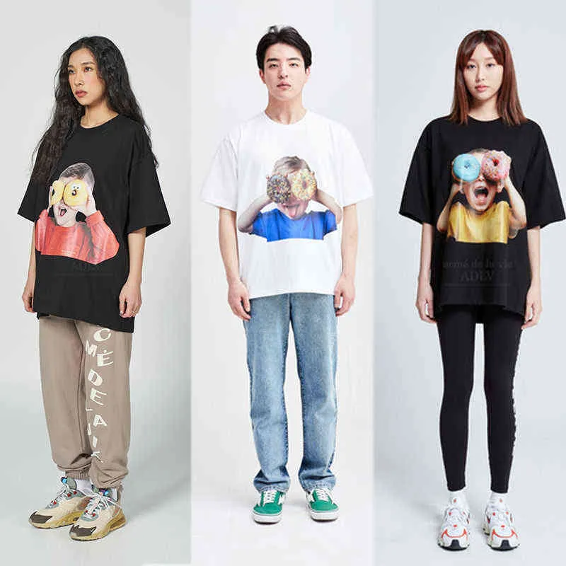 21 Primavera nova marca de moda masculina e feminina Donuts algodão de manga curta Toversize Half Lovers 8 Tshirts Brands T-shirt Fashion