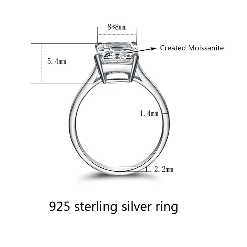 Classic 100 925 Sterling Silver Square создано женские бриллианты, обручальные свадебные украшения роскошные украшения целые 2207283244477