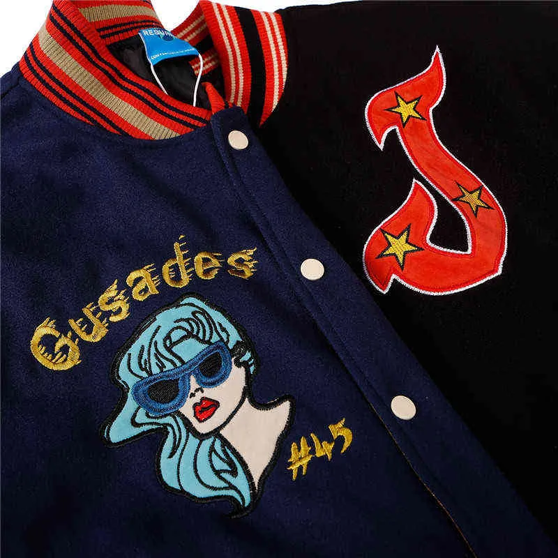 Hip Hop Streetwear Varsity Jackets Embroidery Patchwork Harajuku Baseball Jacket 2021 Fashion Oversized Punk Goth College Coat T220728
