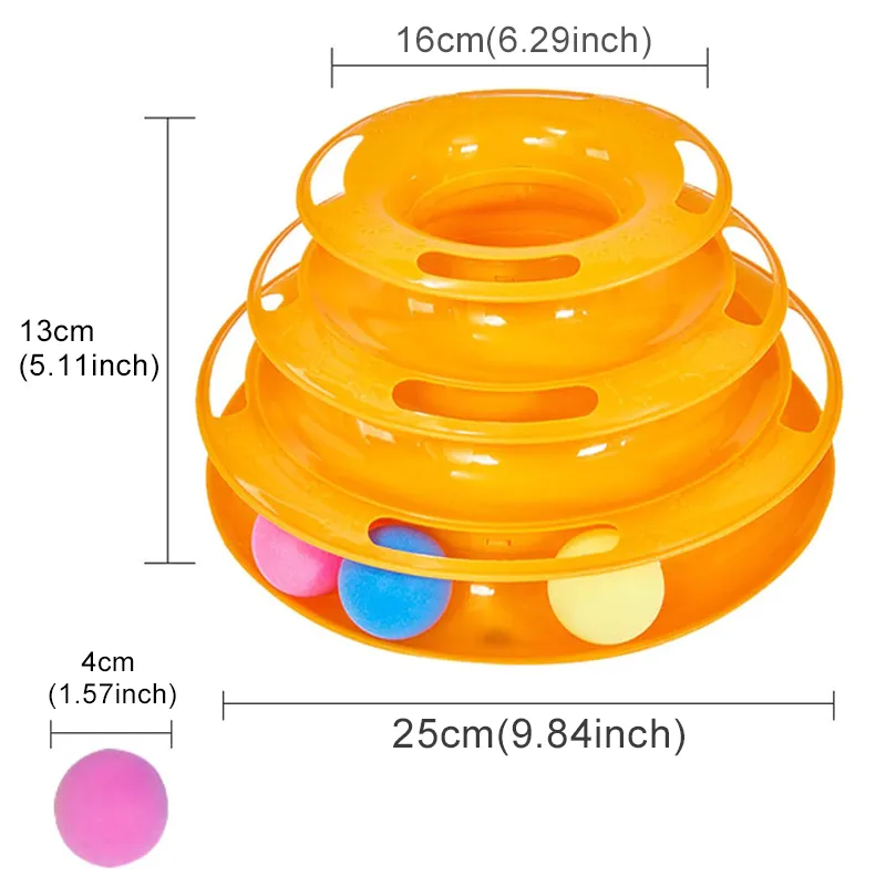 Three Levels Intelligence Toy for Cat Funny Cat Tower Puzzle Candy Color Grind Claws Amusement Ball Training Amusement Plate 220423