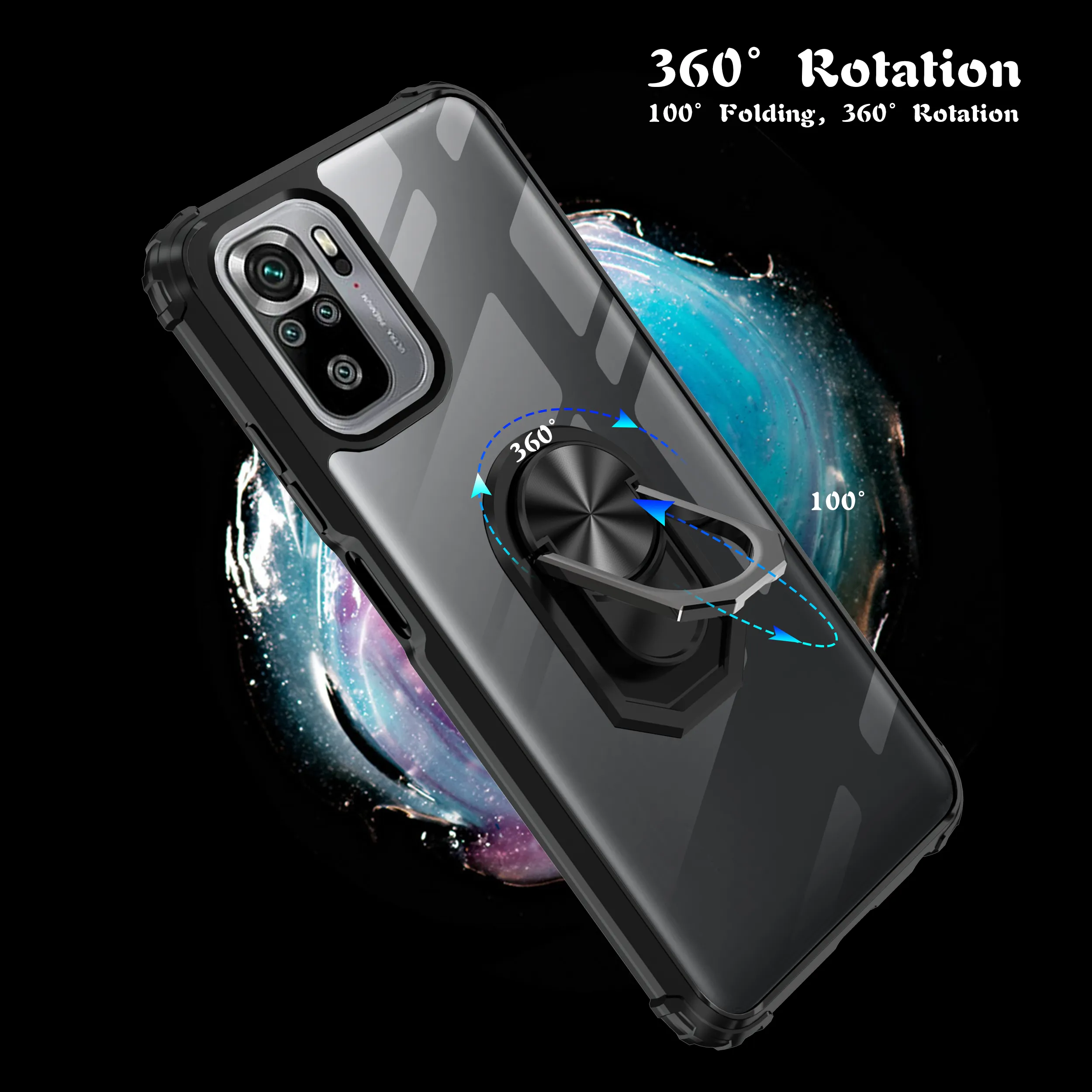 Shockproof Cases Military Acrylic Armor For Xiaomi Redmi Note 10 4g 10s Magnetic Metal Ring Support Soft Tpu Hard Pc Back Cover