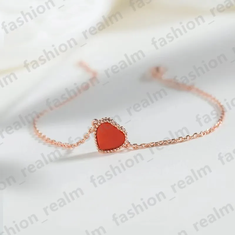 Collier pendentif coeur doux bijoux de créateur colliers d'amour trèfle à quatre feuilles en argent sterling or rose collier en forme de coeur rouge 221e