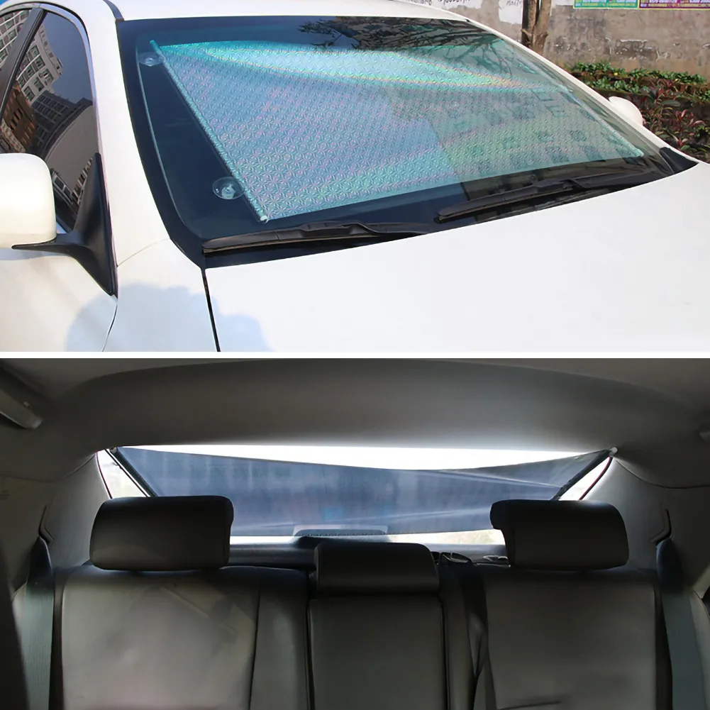 Parasole retrattile finestrino anteriore auto Parasole finestrino automatico in PVC Protezione anti-UV Visiera parasole Protezione UV
