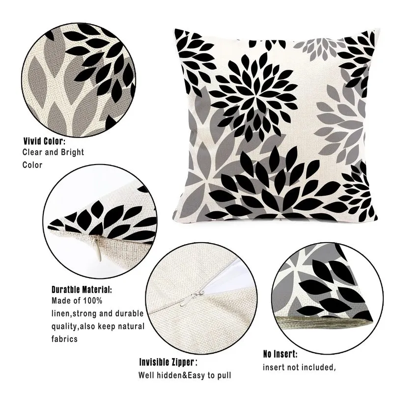 Travesseiro de travesseiro preto e branco geométrico de linho Sofá Capa de almofada de almofada Home Decoration pode ser personalizado para você 40x40 45x45 50x50 60x60 220623