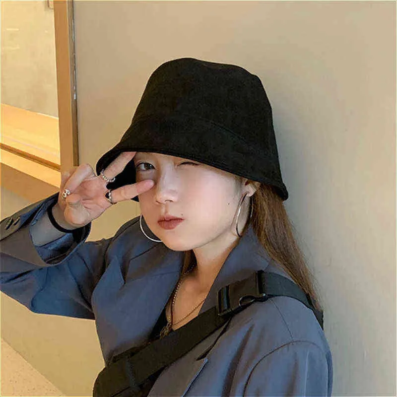 Chapeaux de seau Femmes Plat Casual Adulte Plage Chic Esthétique Style Coréen Dames Casquettes En Plein Air Femme Pêcheur Adolescents Tempérament G220418