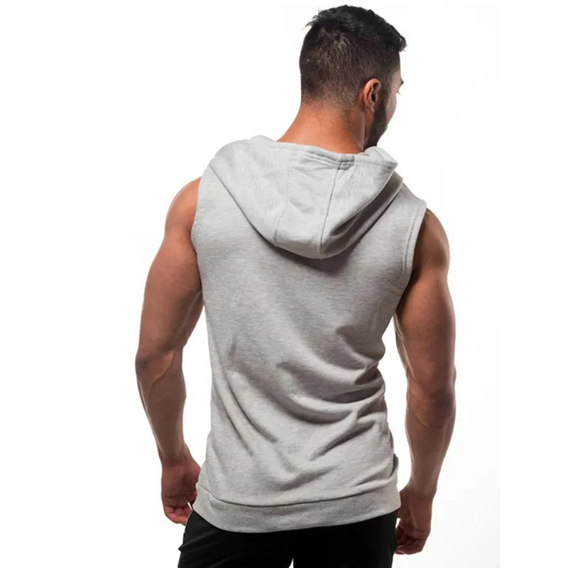 Arrivée Coton Sweatshirts Vêtements de fitness Bodybuilding Entraînement musculaire Débardeur Hommes Chemise de sport sans manches Sweat à capuche décontracté 220615