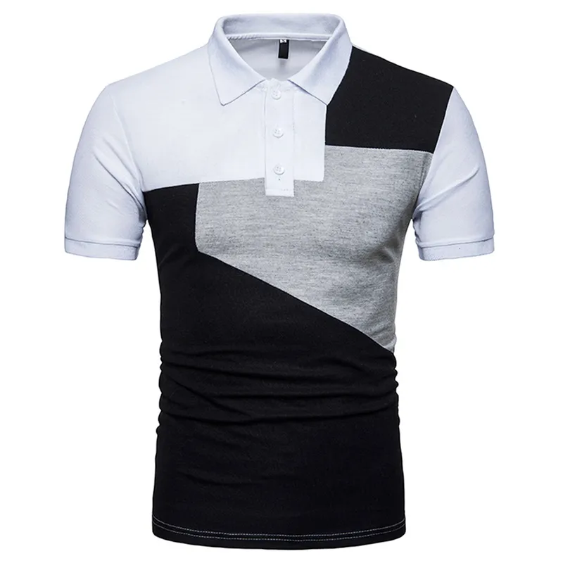 Summer Casual Slim Streetwear Fashion Patchwork Shortsleeved Tshirt Turndown Collar Polo Shirt Mens Clothing 220618