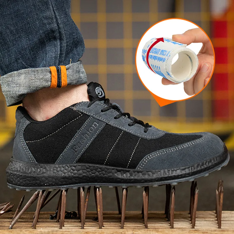 Chaussures de travail pour hommes chaussures industrielles antidérapantes résistantes à l'usure chaussures de sécurité pour hommes bottes anti-crevaison baskets de travail chaussures de sécurité à bout en acier
