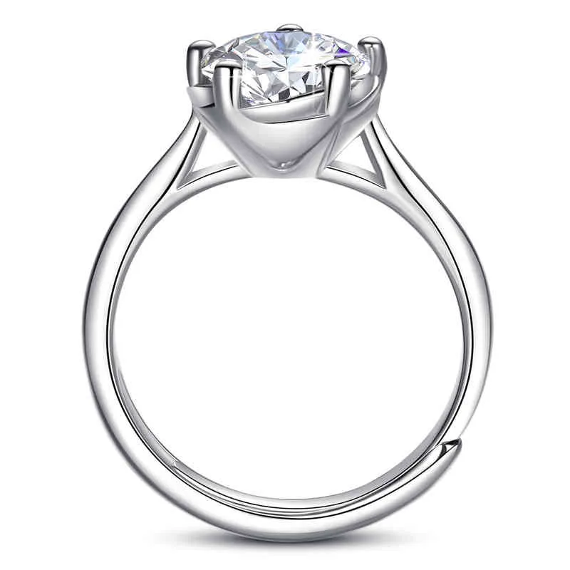 Echte 2 CT D kleur Moissanite ringen voor vrouwen 5 tanden verstelbare trouwring diamant test pass pass luxe vrouw sieraden cadeau