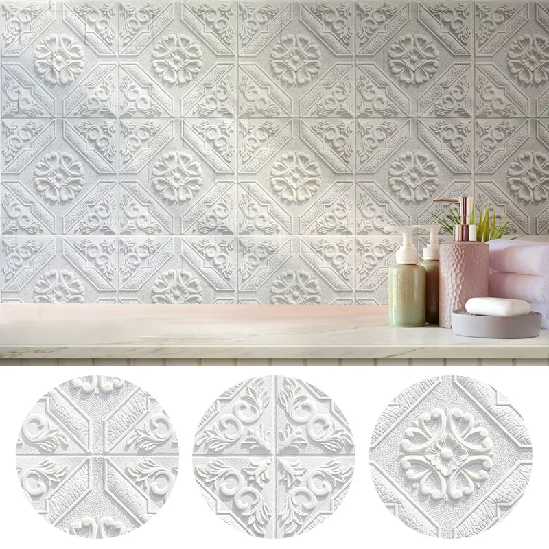 set 3D Wall Stickers Self Adhesive Tile Waterproof Foam Panel Living Room TV Background Wallpaper DIY Home Decor 220607