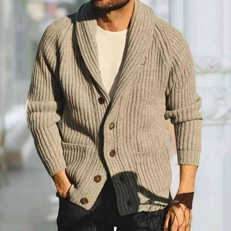 니트 조끼 칼라 양모 얀 유지 따뜻한 남자 의류 조끼 패션 포켓 디자인 남자 야외 L220801