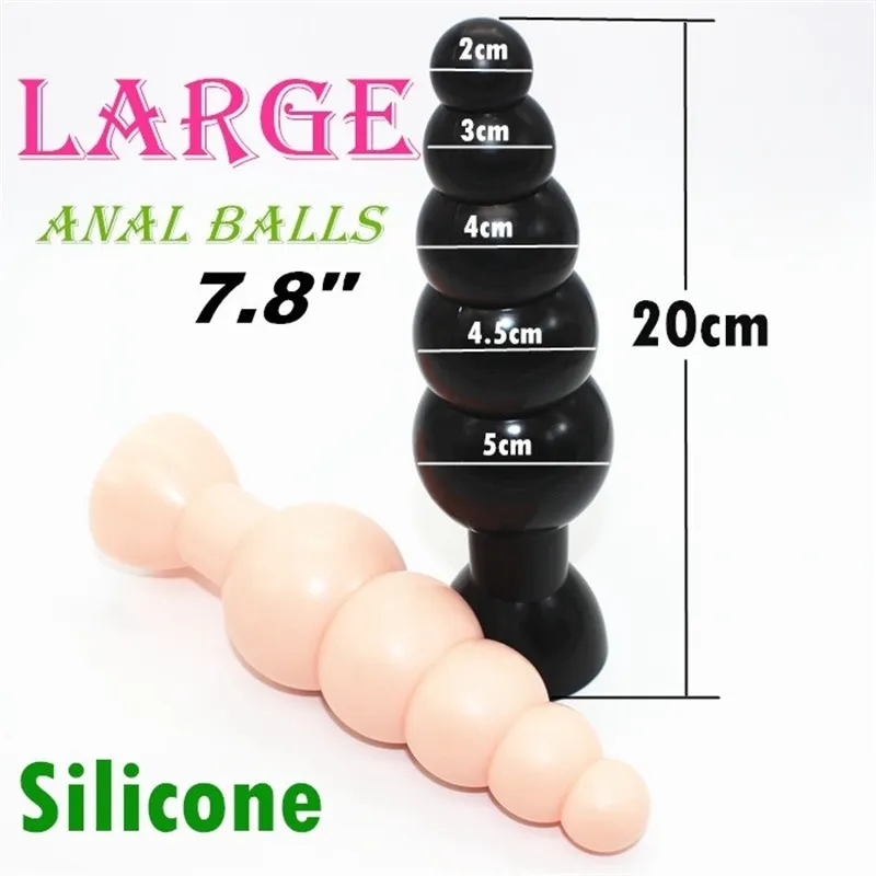 Toys sexy anal pour adultes de bonne qualité Silicone gros bouchons de bout de 7,8 pouces perles flexibles avec des produits de sucette