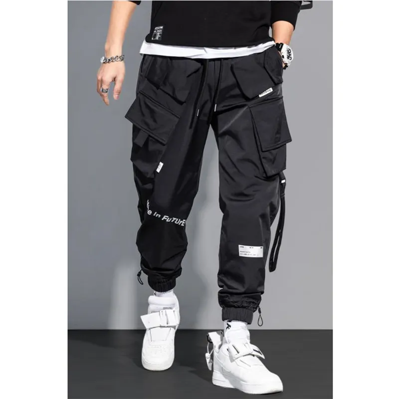 Mannen Cargo Broek Mode Hip Hop Multi pocket Broek Trendy Streetwear Effen Joggingbroek Pantalones Casuales Para Hombre 220808