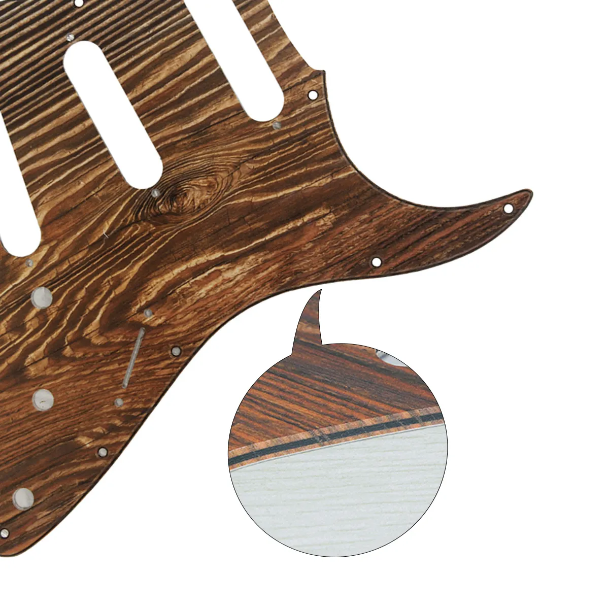 1 jeu de plaques à gratter pour guitare SSS Pickguard couleur bois avec vis de plaque arrière pour pièces de guitare électrique 11 trous
