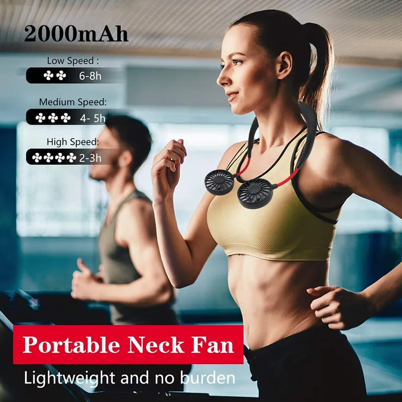 Portable Neck Fan Hands Persoonlijke oplaadbare USB Mini Wearable Sport Battery Powered Face S Geschikt voor Office Outdoor 220505