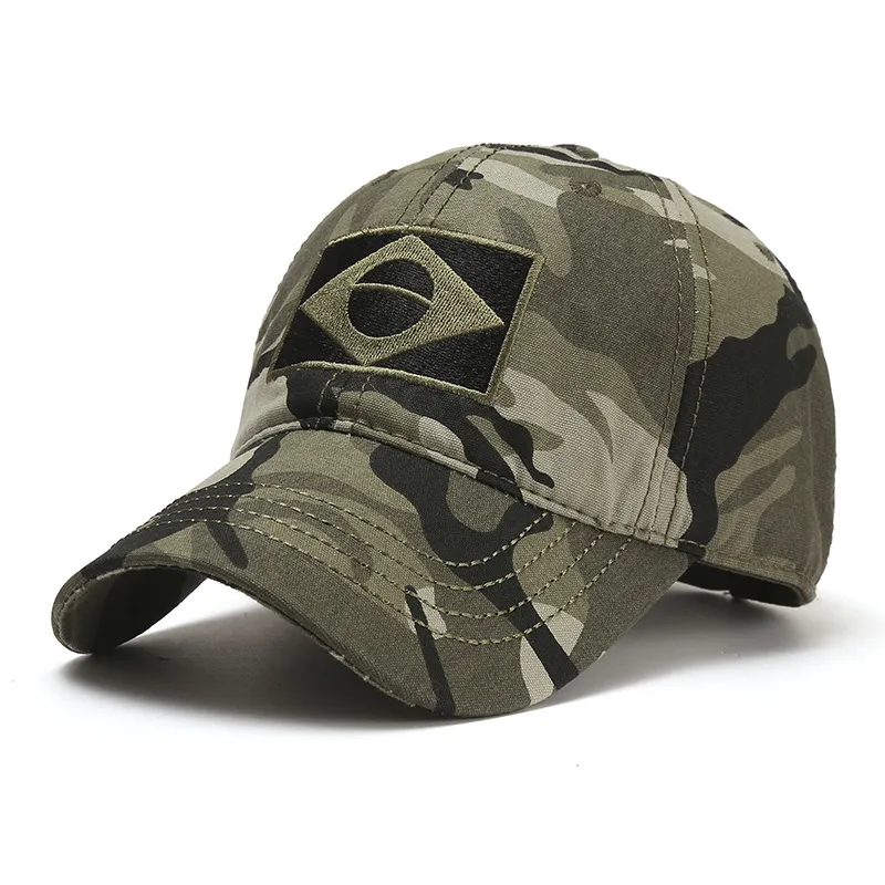 Camouflage männliche Baseball -Mütze Männer bestickte brasilianische Flaggenkappen Outdoor Sport taktischer Vater Hut Freizeitjagd Hüte