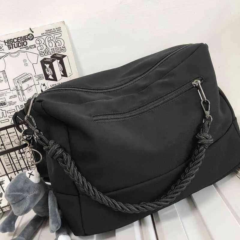 Stylowa torba na ramię z tkaniny nylonowej dla kobiet torebki i portmonetki moda duża torba na zakupy czarna jednokolorowa torba podróżna 2021 nowość G220517